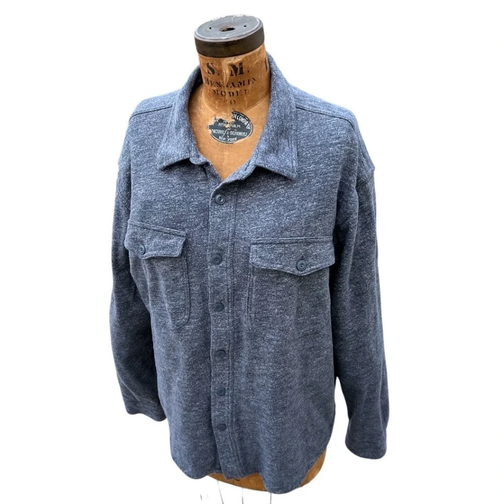 J Crew XL Gray Waffle Thermal‎ Lined Shirt Men Shacket Workwear Gorpcore Utility